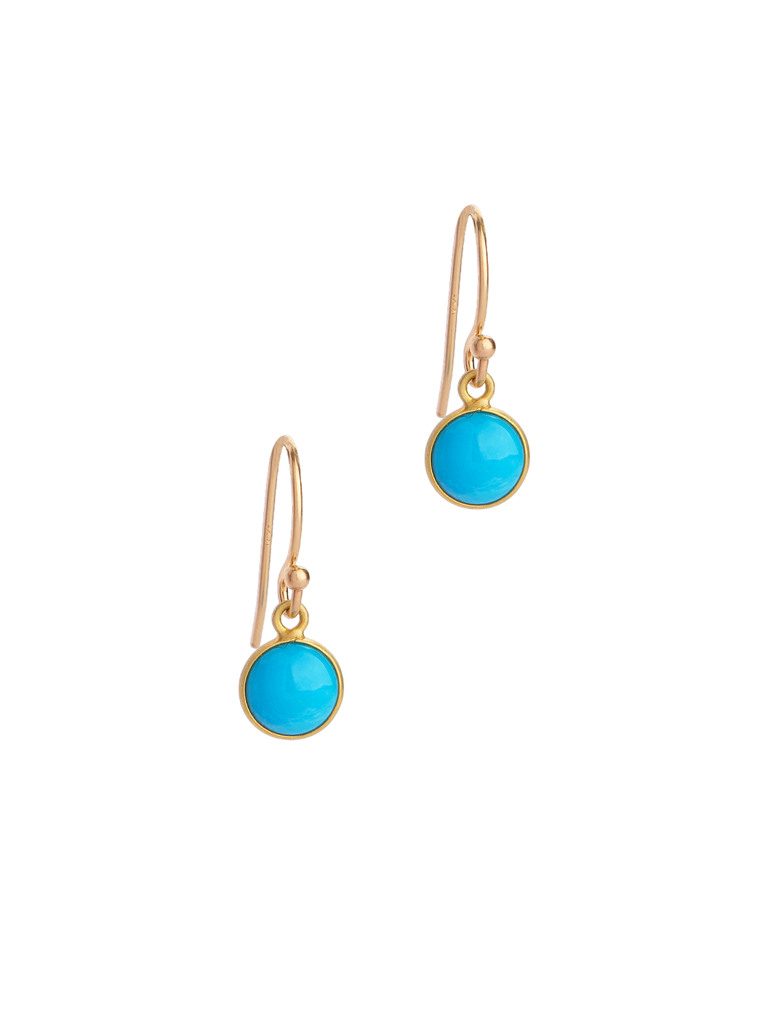 Sleeping beauty turquoise round 18kt earrings